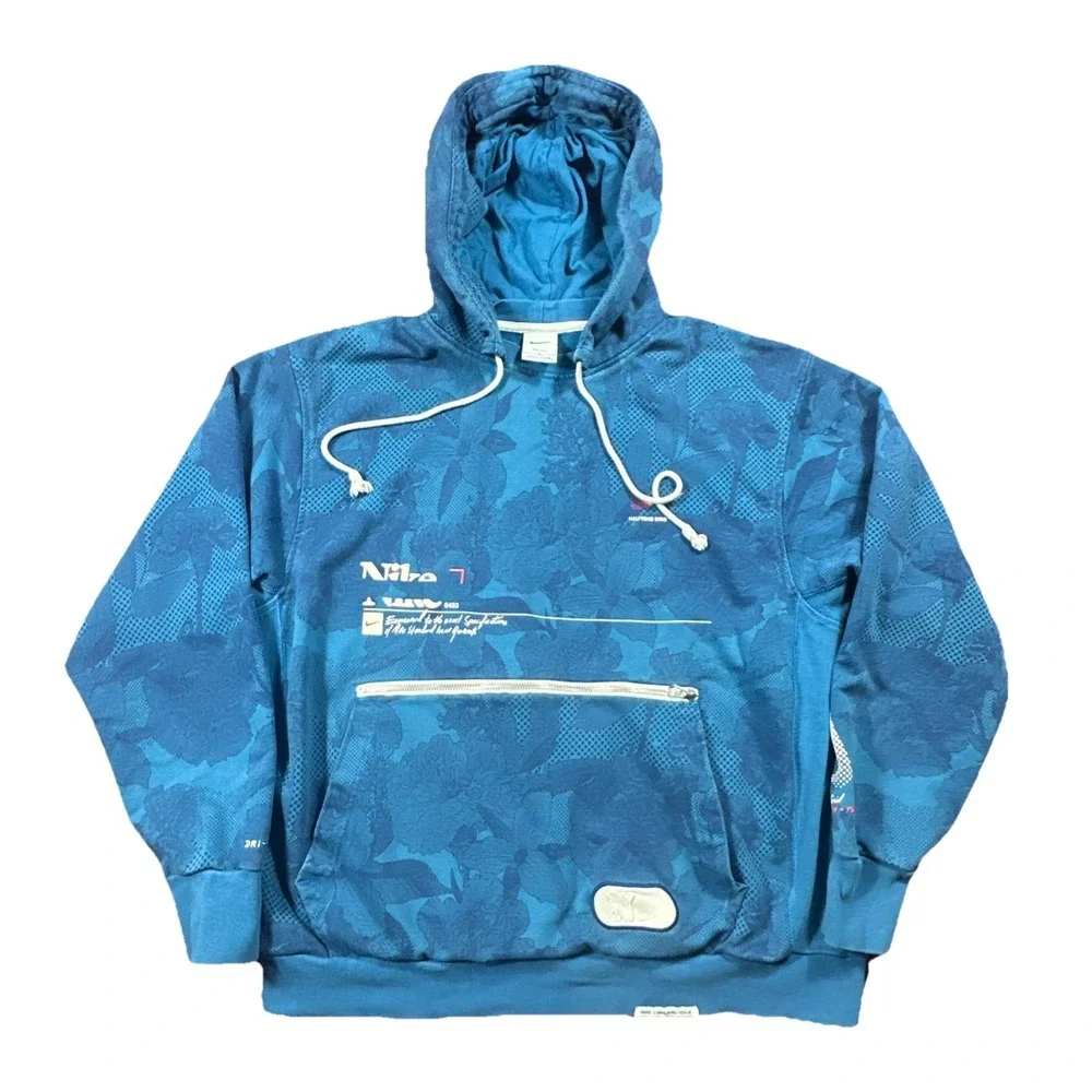 Nike Hoodie Mens Large Blue Standard Issue Halftone Dri-FIT Pullover Sweatshirt
